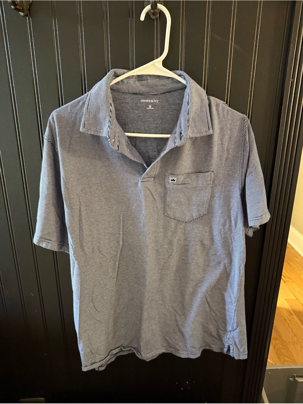 crown & ivy Men’s Heathered Blue Polo with Pocket